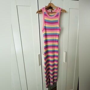 H&M Divided Pastel Striped Ribbed Maxi Dress